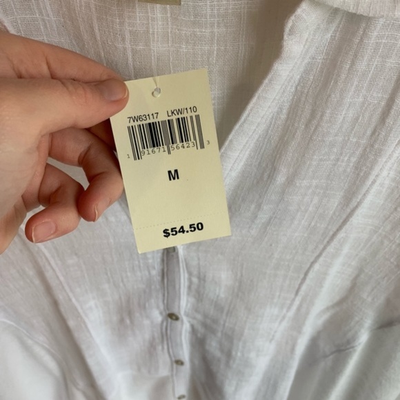 Lucky Brand White Cotton Button Up NWT Sz M - Picture 4 of 4